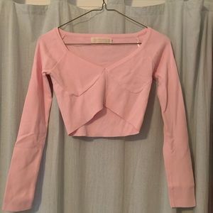 Pretty Little Thing pale pink cropped long sleeve